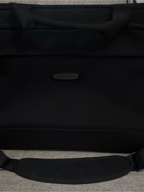Dakota Black Laptop Briefcase Front Zip Pocket cary on business shoulder bag